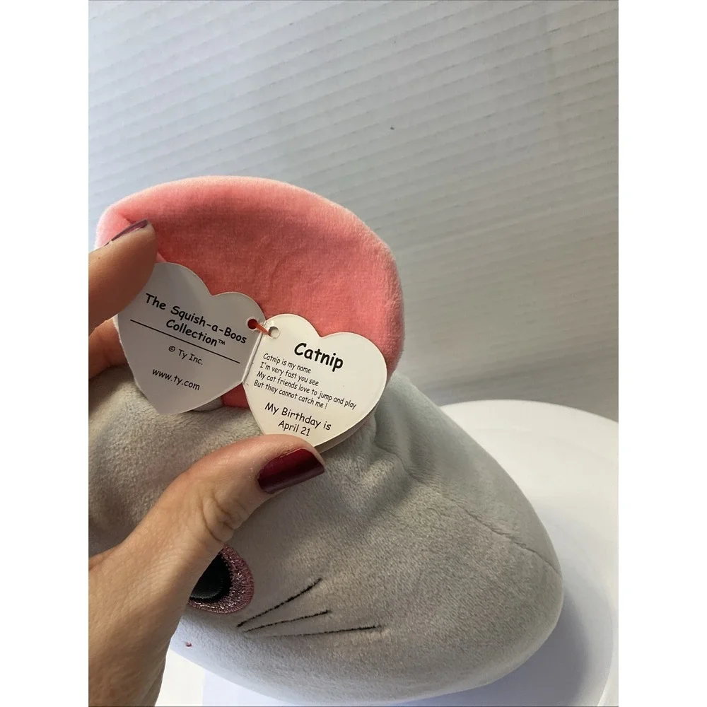 Ty Squish Boos Boo Catnip Gray Mouse 10